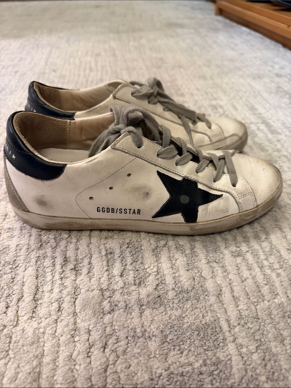Golden Goose White Leather Sneakers with Black Star